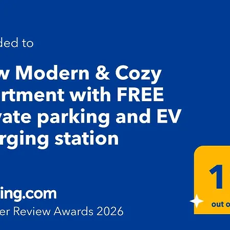 Appartamento New Modern & Cozy With Free Private Parking And Ev Charging Station